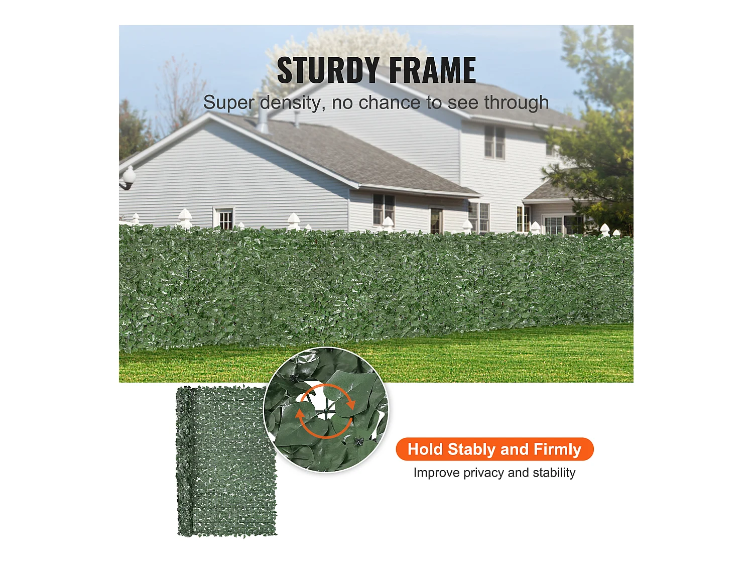 Haie Artificielle SucceBuy 243.84 x 182.88 cm Feuille d'Iierre Artificielle Écran de Clôture de Confidentialité Panneau de Décoration Haie