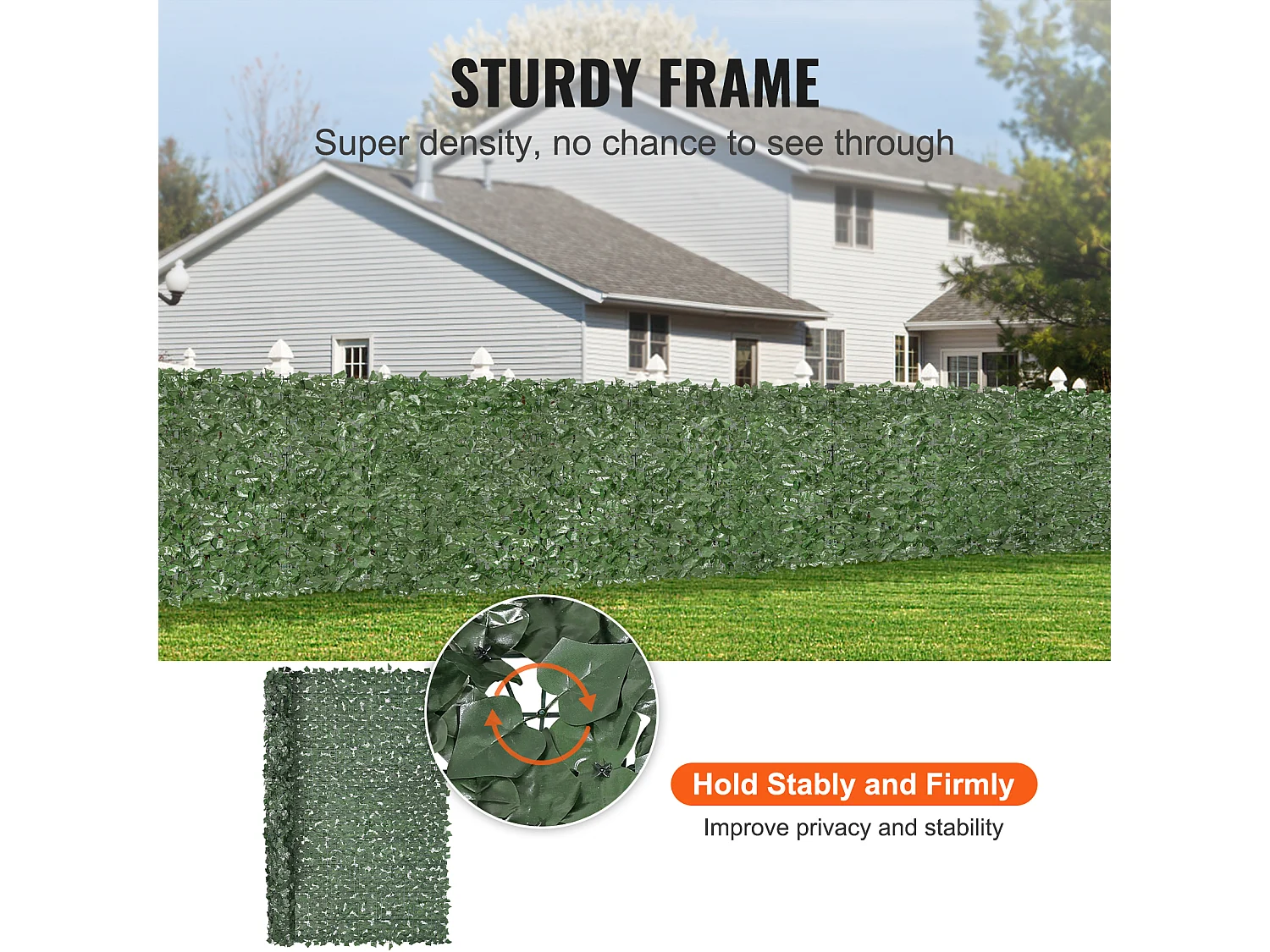 Haie Artificielle SucceBuy 243.84 x 182.88 cm Feuille d'Iierre Artificielle Écran de Clôture de Confidentialité Panneau de Décoration Haie