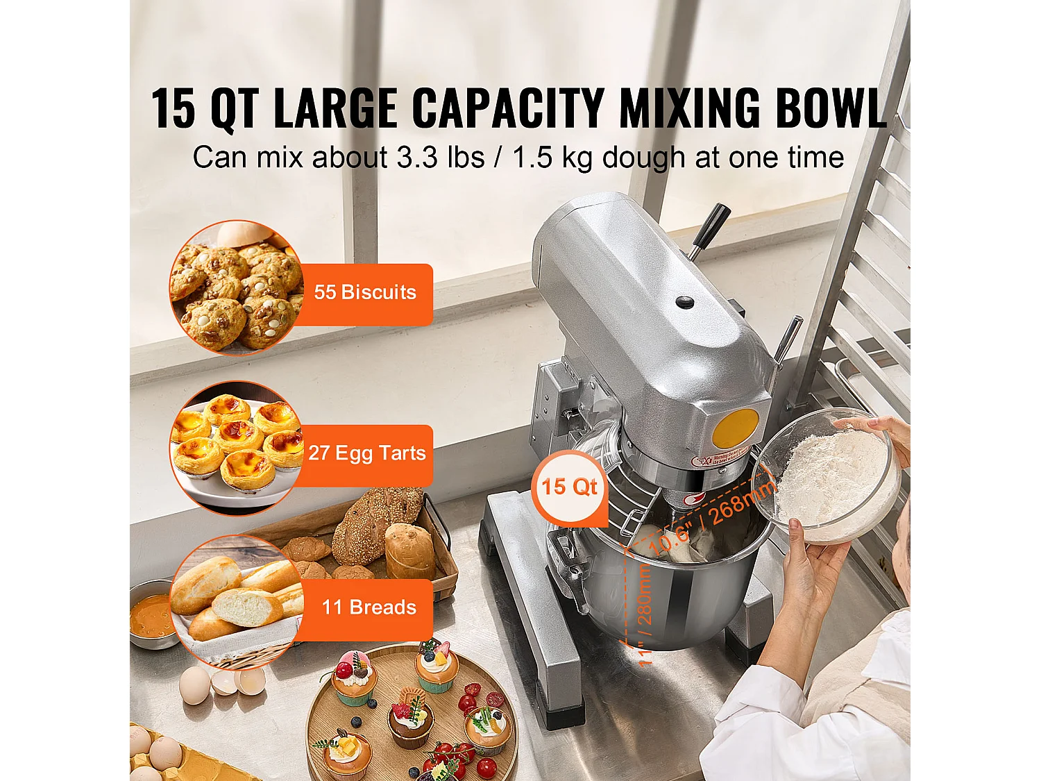 Procesador de Alimentos Comercial SucceBuy, 14L 3 Velocidades 550W para Restaurante Panadería