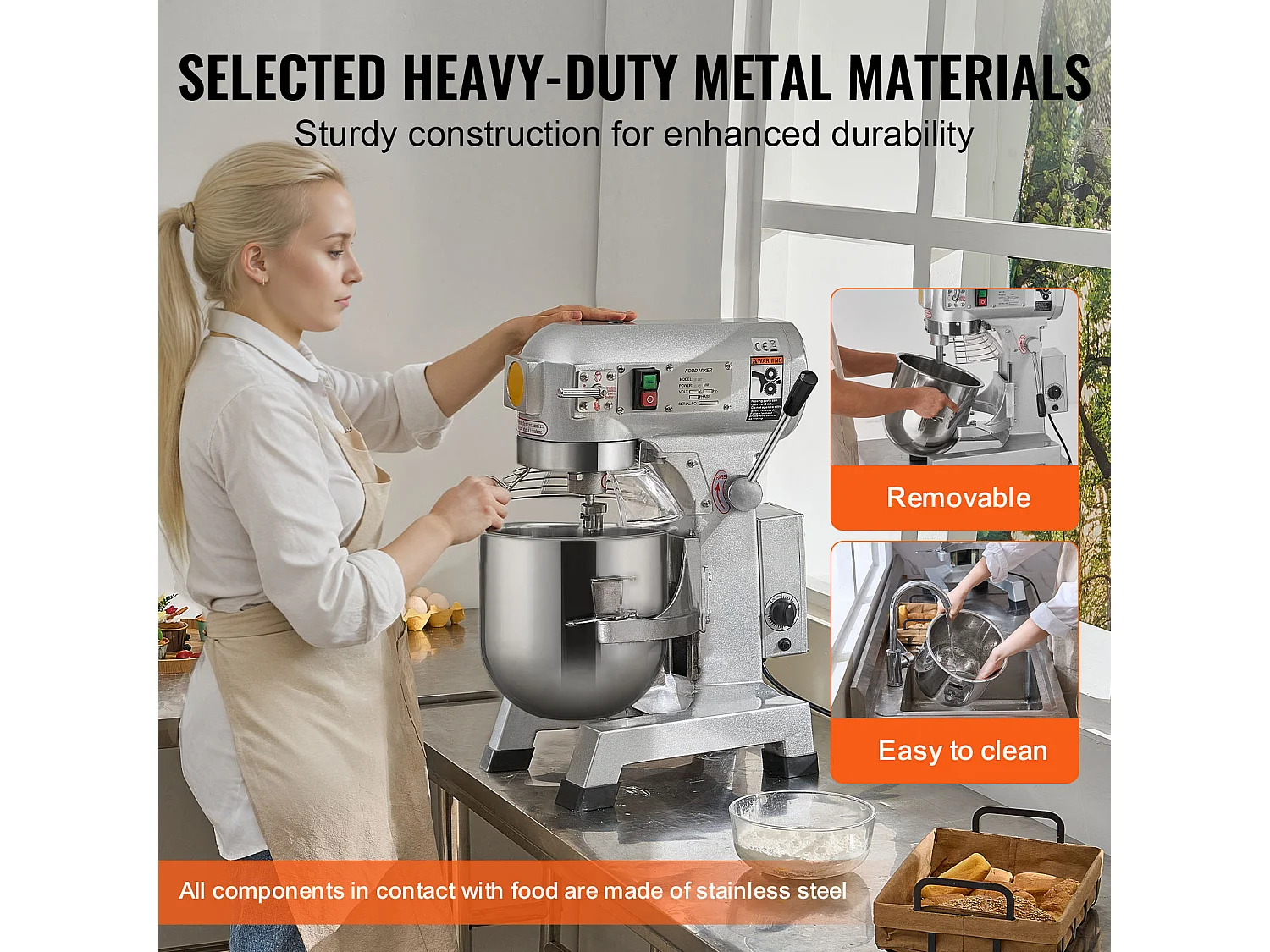 Procesador de Alimentos Comercial SucceBuy, 18,7L 3 Velocidades 1100W para Restaurante Panadería