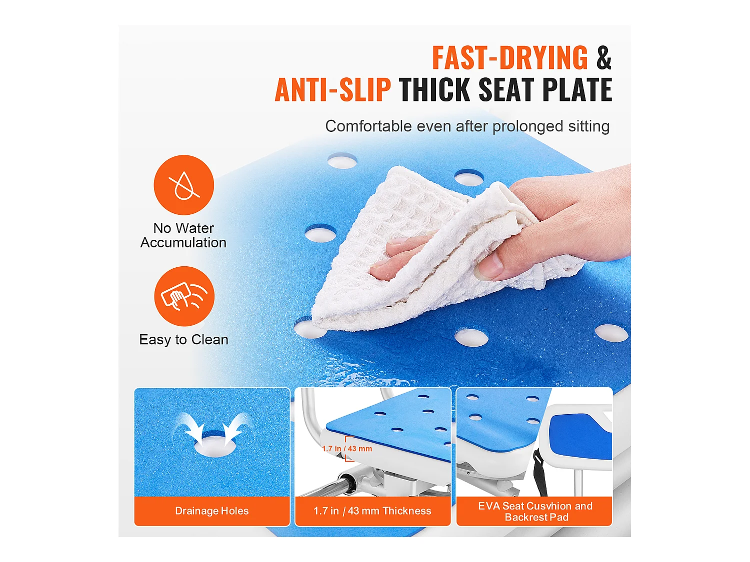 Chaise de Douche SucceBuy Pivotante à 360°,Banc de Transfert de Baignoire Coulissant  Capacité de 181 kg