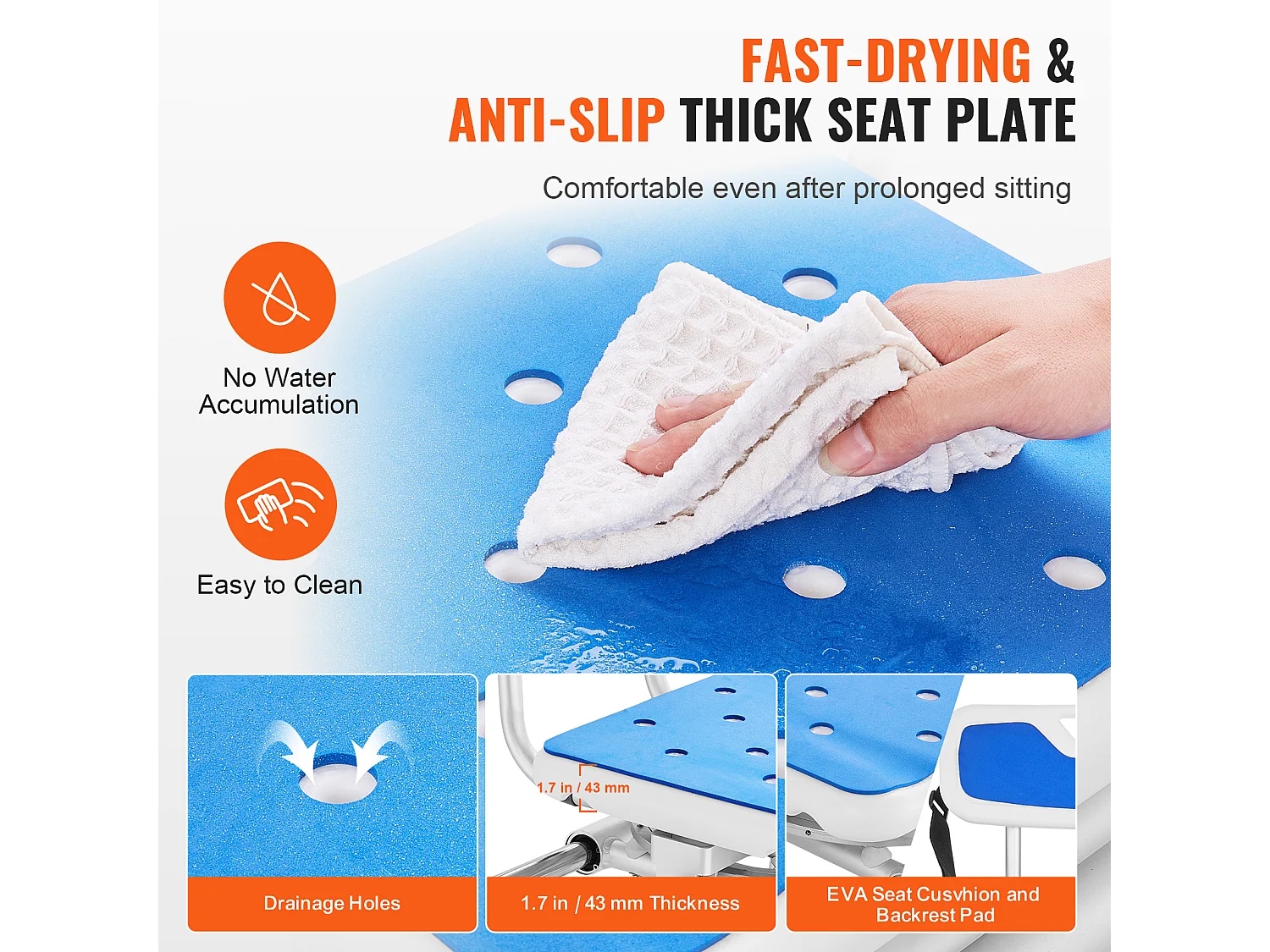 Cadeira de Banho SucceBuy Giratória de 360°, Banco de Transferência para Banheira Deslizante, Capacidade de 181 kg