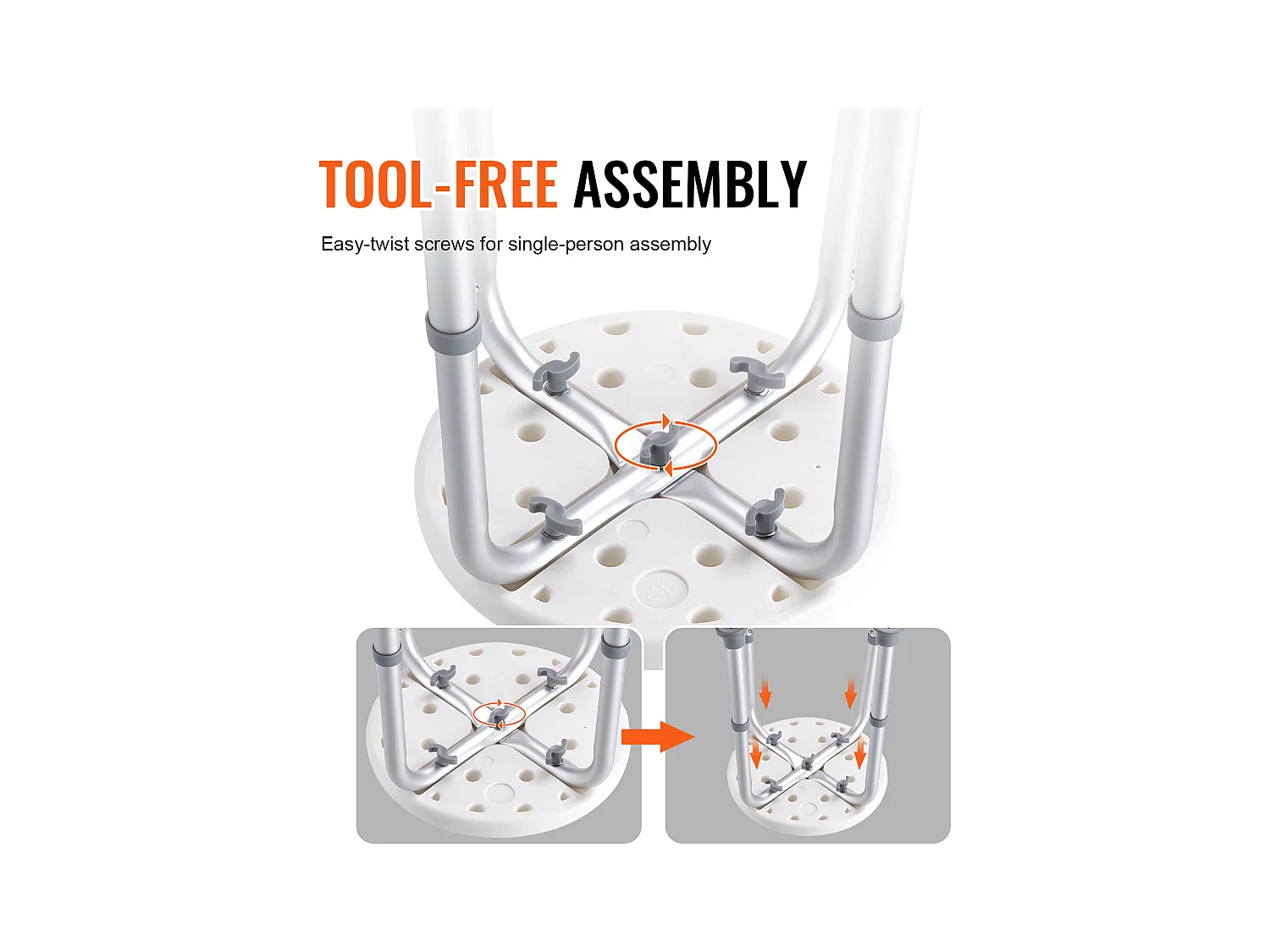 Siège de Douche SucceBuy 136,1 kg Hauteur Réglable Rotative en Plastique, Aide aux Personnes Agées