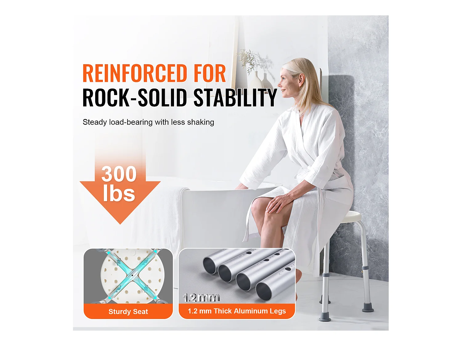 Siège de Douche SucceBuy 136,1 kg Hauteur Réglable Rotative en Plastique, Aide aux Personnes Agées