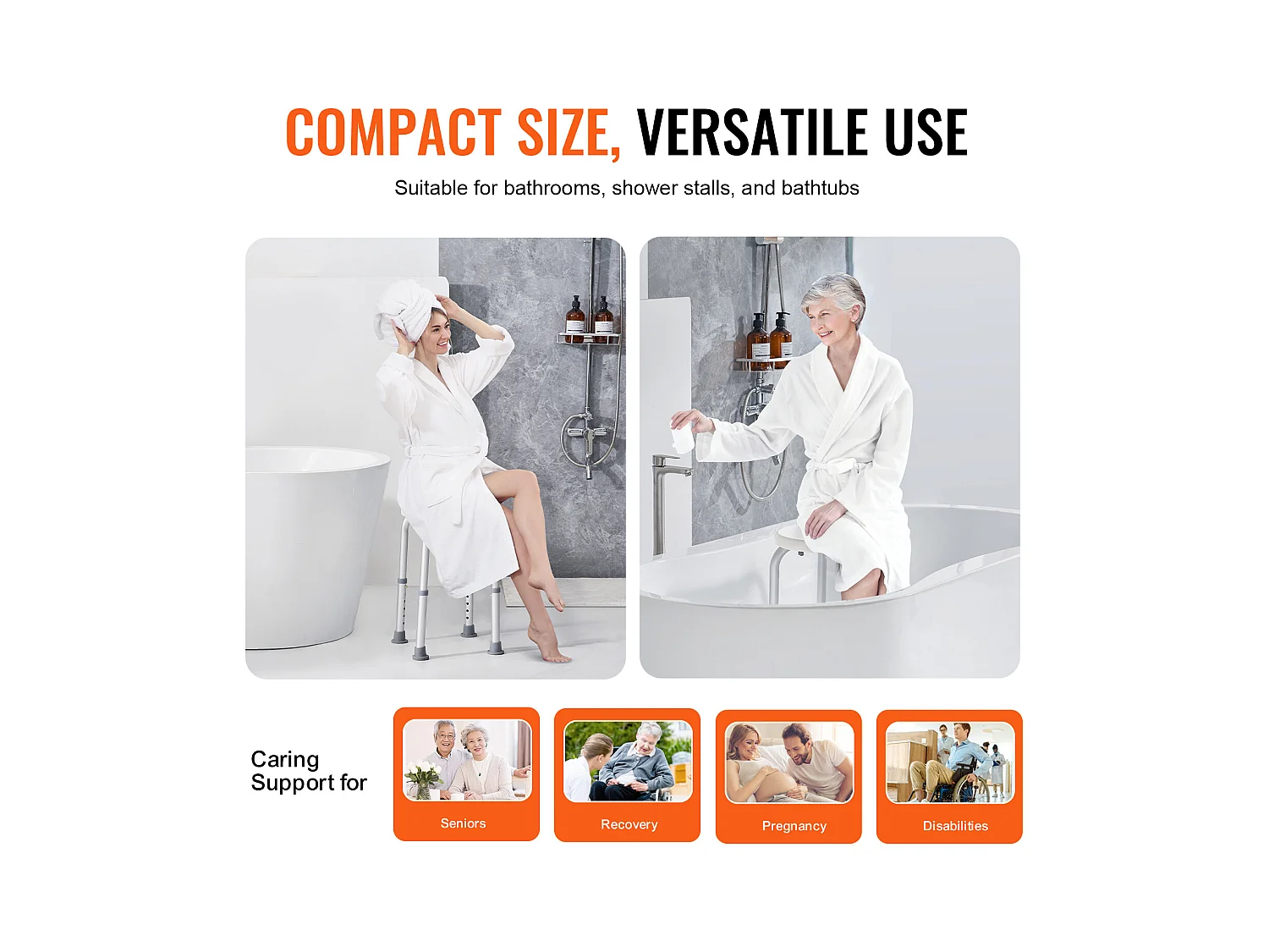 Siège de Douche SucceBuy 136,1 kg Hauteur Réglable Rotative en Plastique, Aide aux Personnes Agées