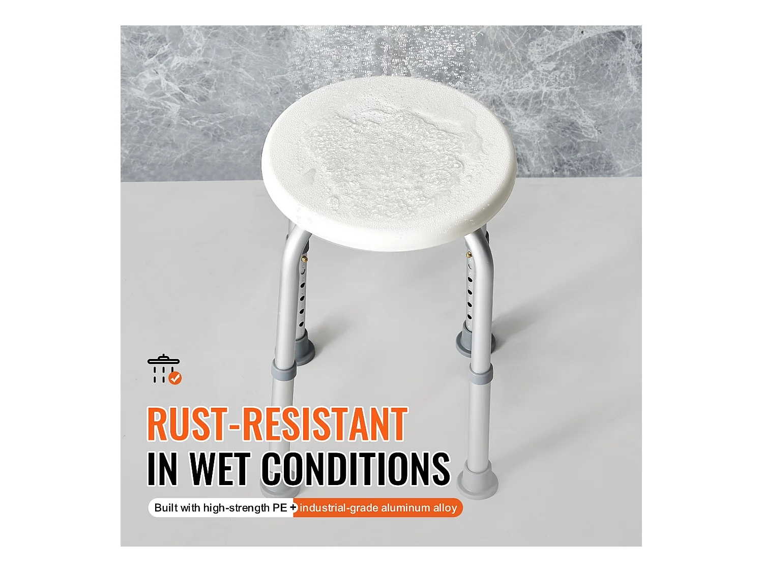 Siège de Douche SucceBuy 136,1 kg Hauteur Réglable Rotative en Plastique, Aide aux Personnes Agées