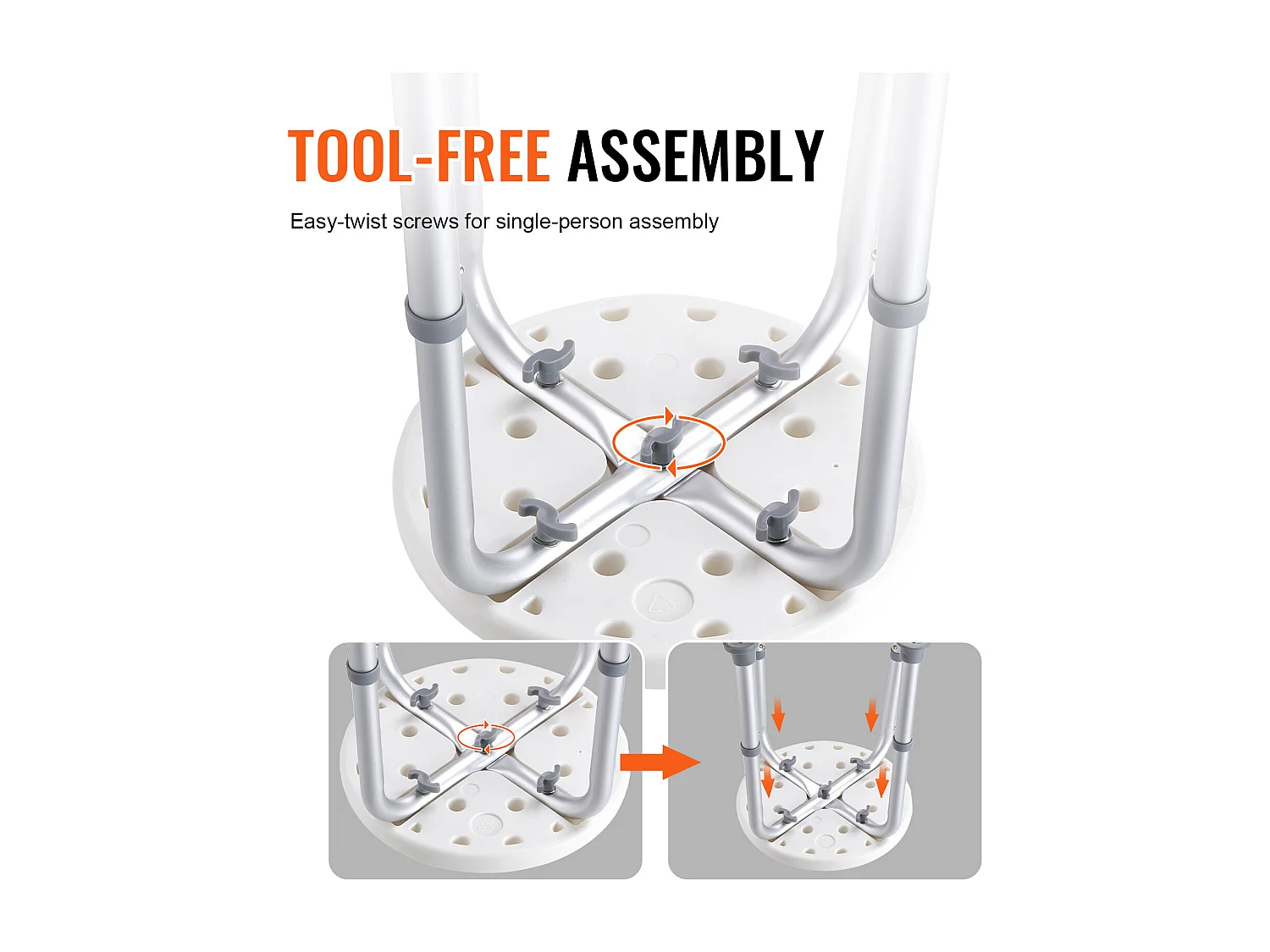 Siège de Douche SucceBuy 136,1 kg Hauteur Réglable Rotative en Plastique, Aide aux Personnes Agées