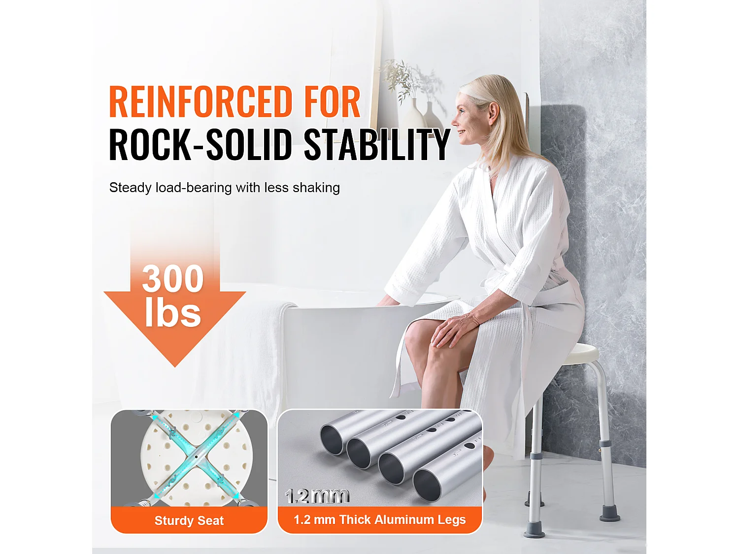Siège de Douche SucceBuy 136,1 kg Hauteur Réglable Rotative en Plastique, Aide aux Personnes Agées