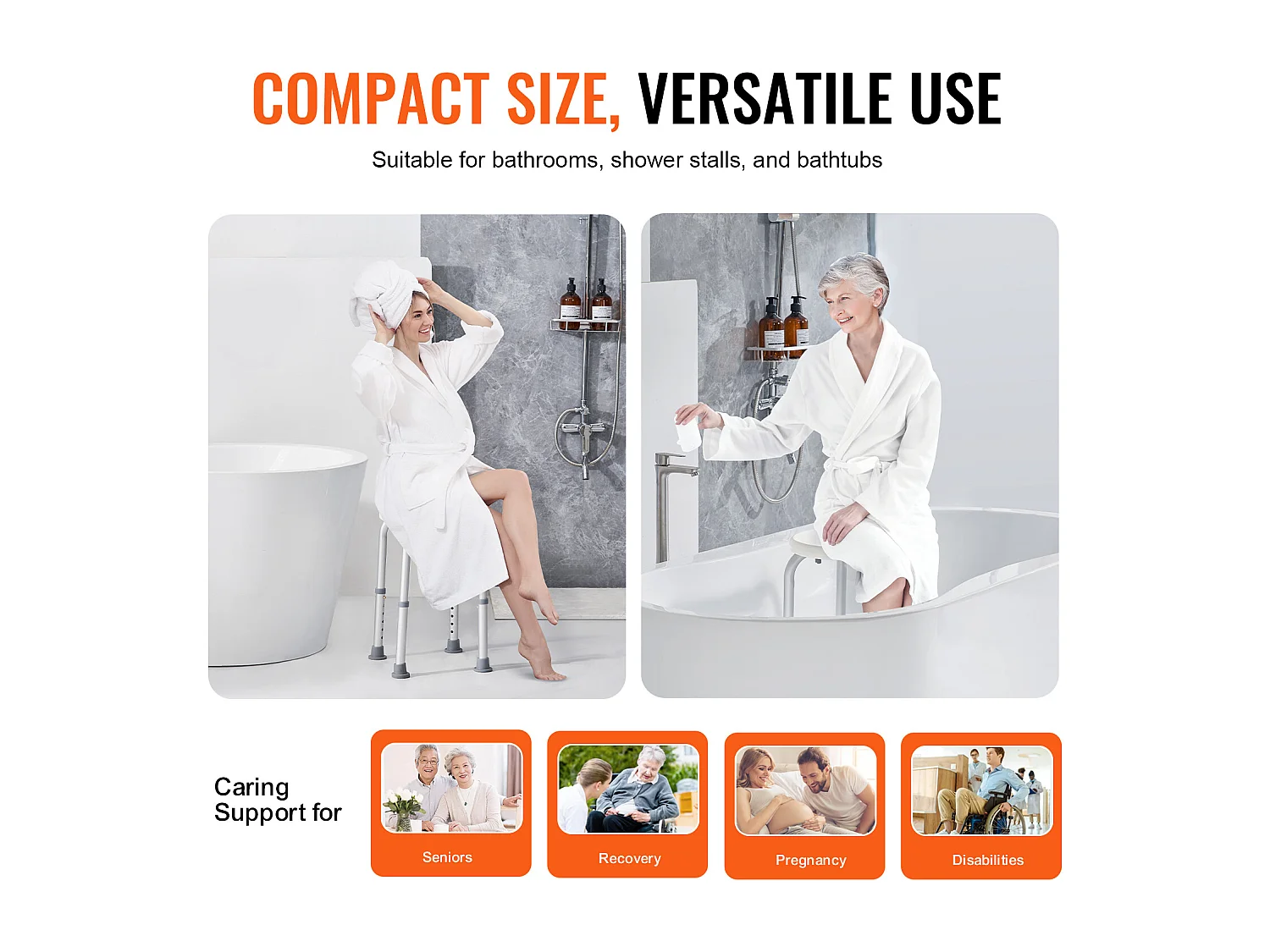 Siège de Douche SucceBuy 136,1 kg Hauteur Réglable Rotative en Plastique, Aide aux Personnes Agées