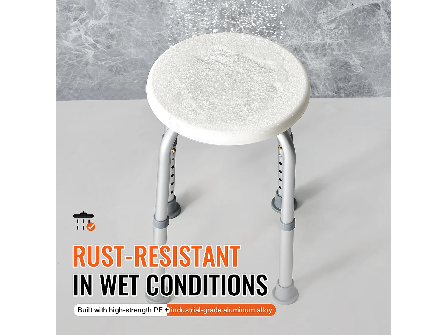 Siège de Douche SucceBuy 136,1 kg Hauteur Réglable Rotative en Plastique, Aide aux Personnes Agées