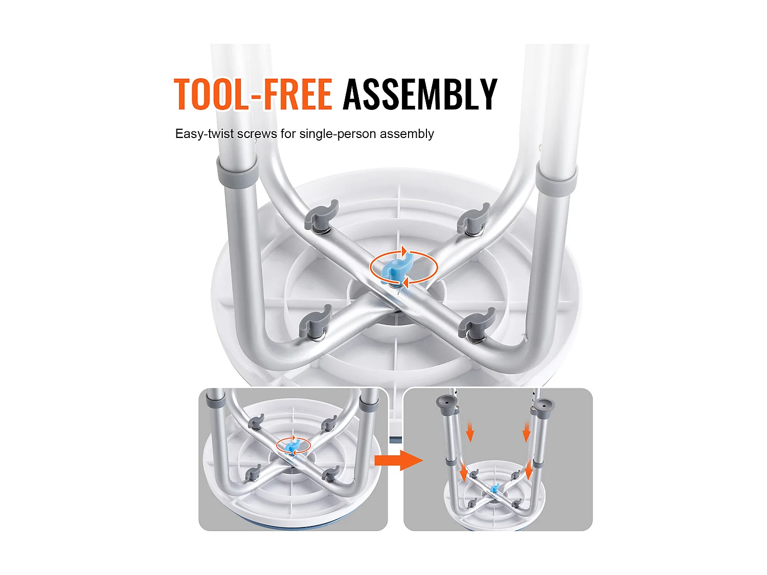 Siège de Douche SucceBuy 136,1 kg Hauteur Réglable Rotative en Plastique, Aide aux Personnes Agées