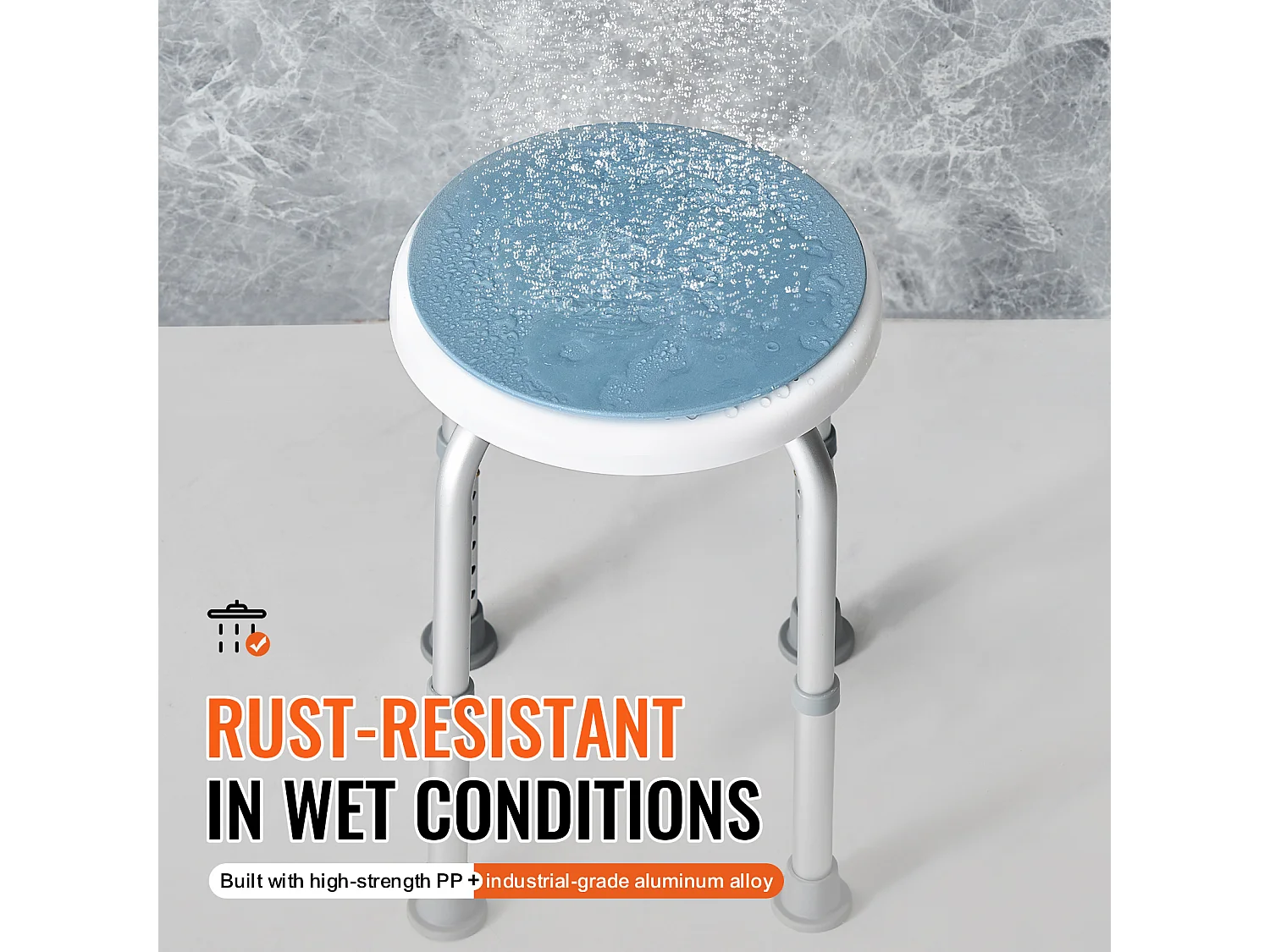 Siège de Douche SucceBuy 136,1 kg Hauteur Réglable Rotative en Plastique, Aide aux Personnes Agées