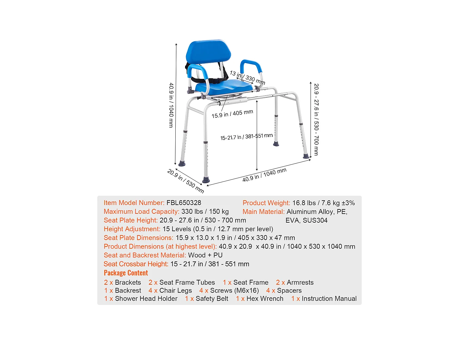 Krzesło Do Pryszniców SucceBuy Krętowe 360°, Przesuwne Krzesło Przenoszące Do Wanny, Maks. Obciążenie 150 kg