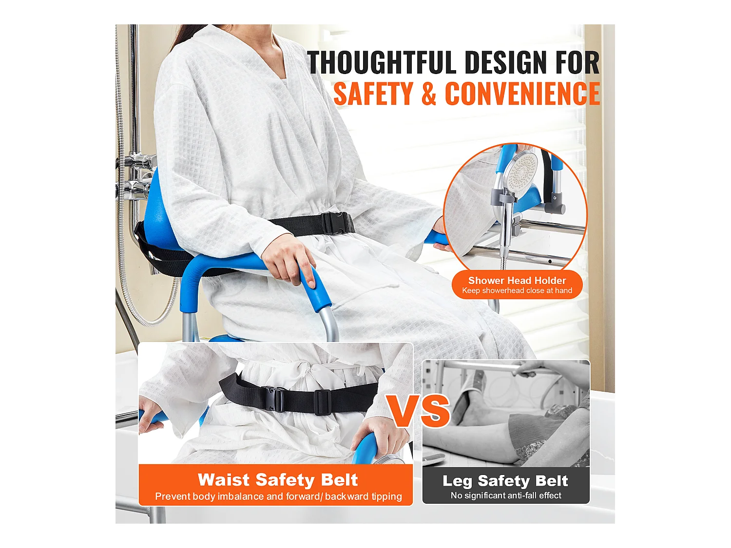 Krzesło Do Pryszniców SucceBuy Krętowe 360°, Przesuwne Krzesło Przenoszące Do Wanny, Maks. Obciążenie 150 kg