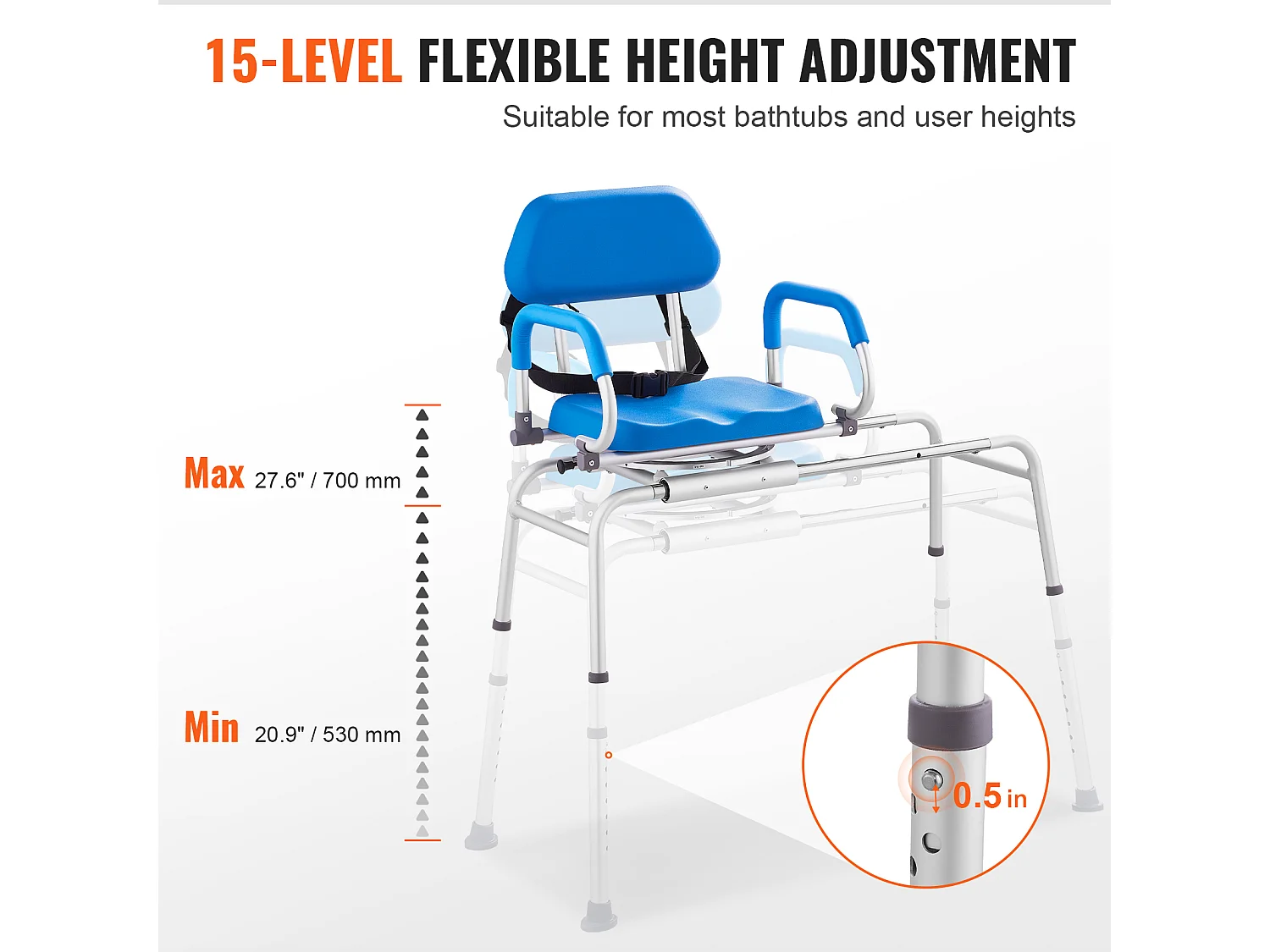 Krzesło Do Pryszniców SucceBuy Krętowe 360°, Przesuwne Krzesło Przenoszące Do Wanny, Maks. Obciążenie 150 kg