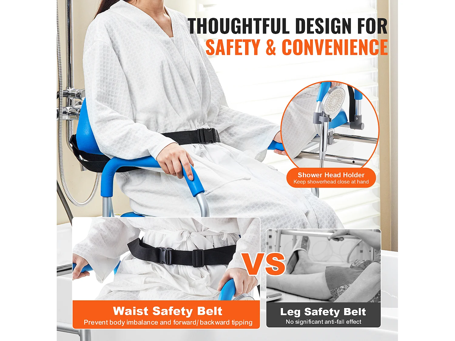 Krzesło Do Pryszniców SucceBuy Krętowe 360°, Przesuwne Krzesło Przenoszące Do Wanny, Maks. Obciążenie 150 kg