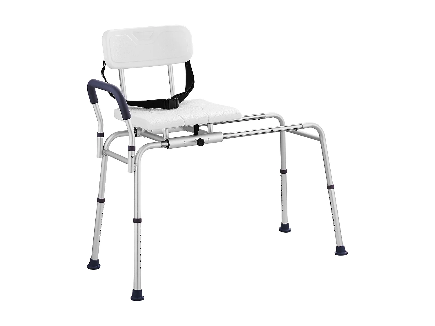 Chaise de douche SucceBuy, Banc de Transfert Baignoire Coulissant avec Siège Découpé et Dossier Réversible