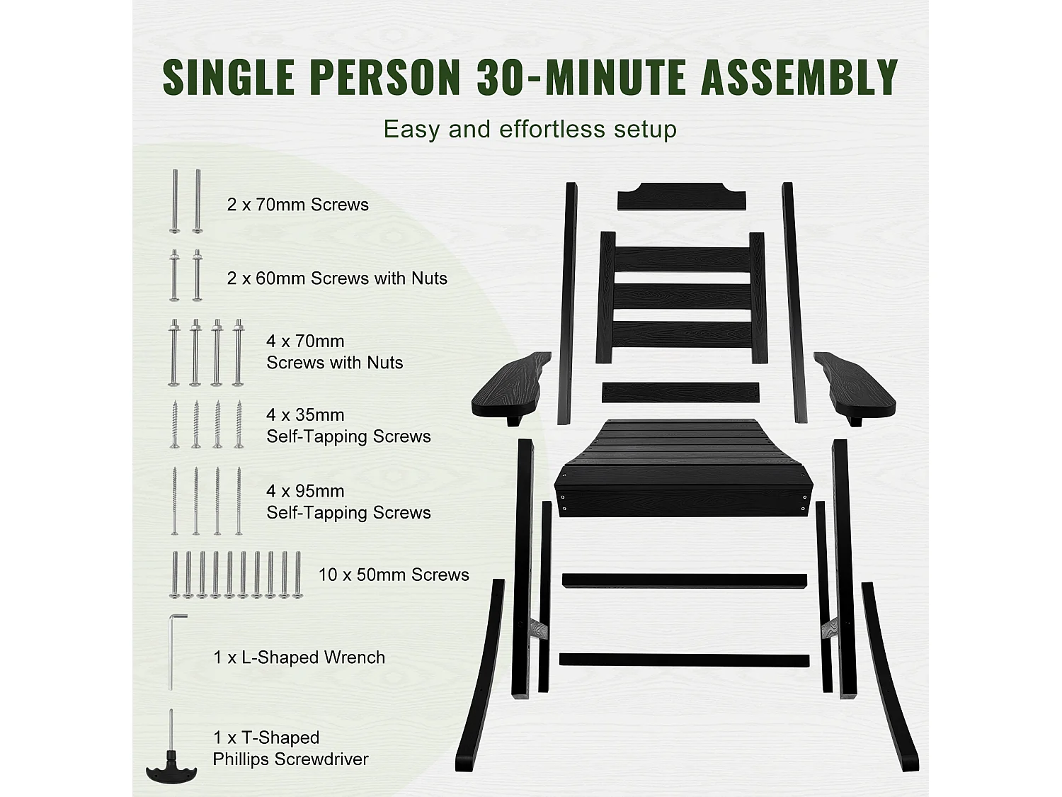 Chaise à Bascule SucceBuy,  Lot de 1, en HIPS pour Patios, Jardins, Balcons et Plus Encore