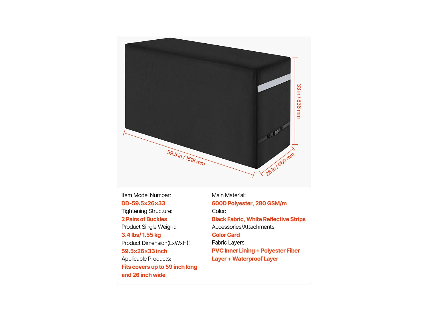 Housse de Barbecue SucceBuy, Résistante et Imperméable pour Extérieur, 152 cm, Fabriquée en Polyester 600D Durable