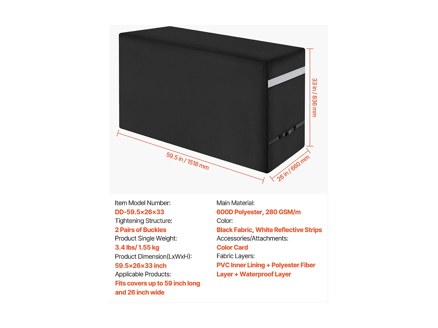 Housse de Barbecue SucceBuy, Résistante et Imperméable pour Extérieur, 152 cm, Fabriquée en Polyester 600D Durable