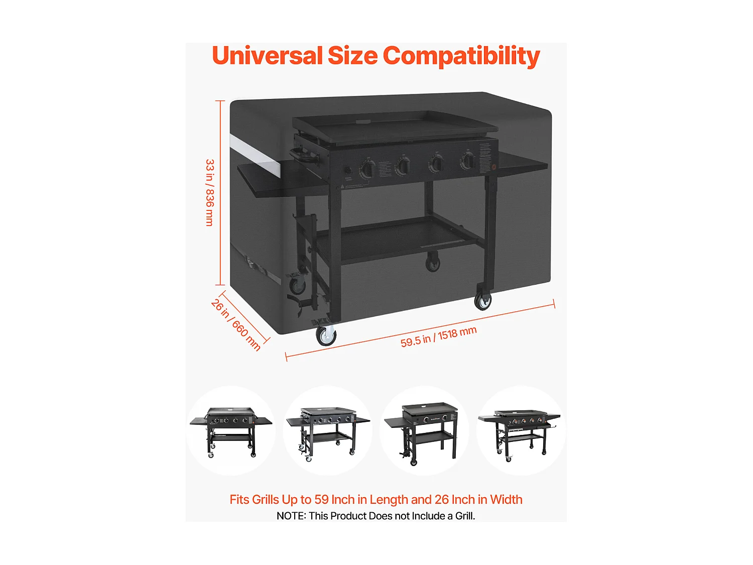 Housse de Barbecue SucceBuy, Résistante et Imperméable pour Extérieur, 152 cm, Fabriquée en Polyester 600D Durable