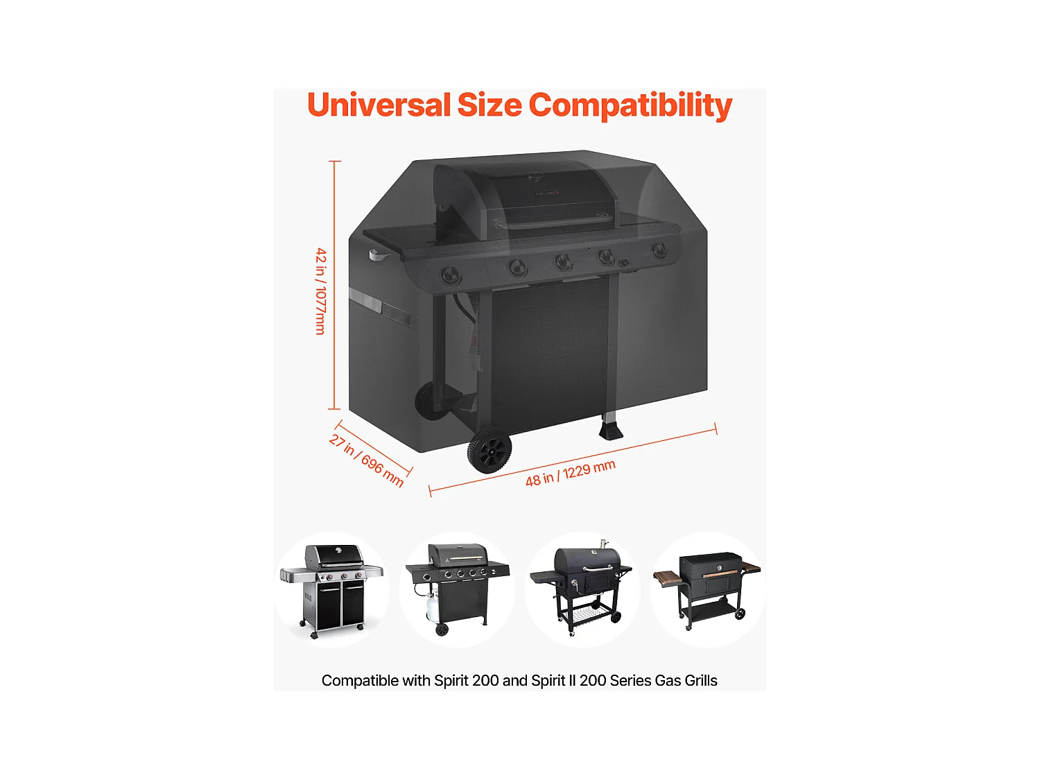 Housse de Barbecue SucceBuy, Résistante et Imperméable pour Extérieur, 123cm, Fabriquée en Polyester 600D Durable