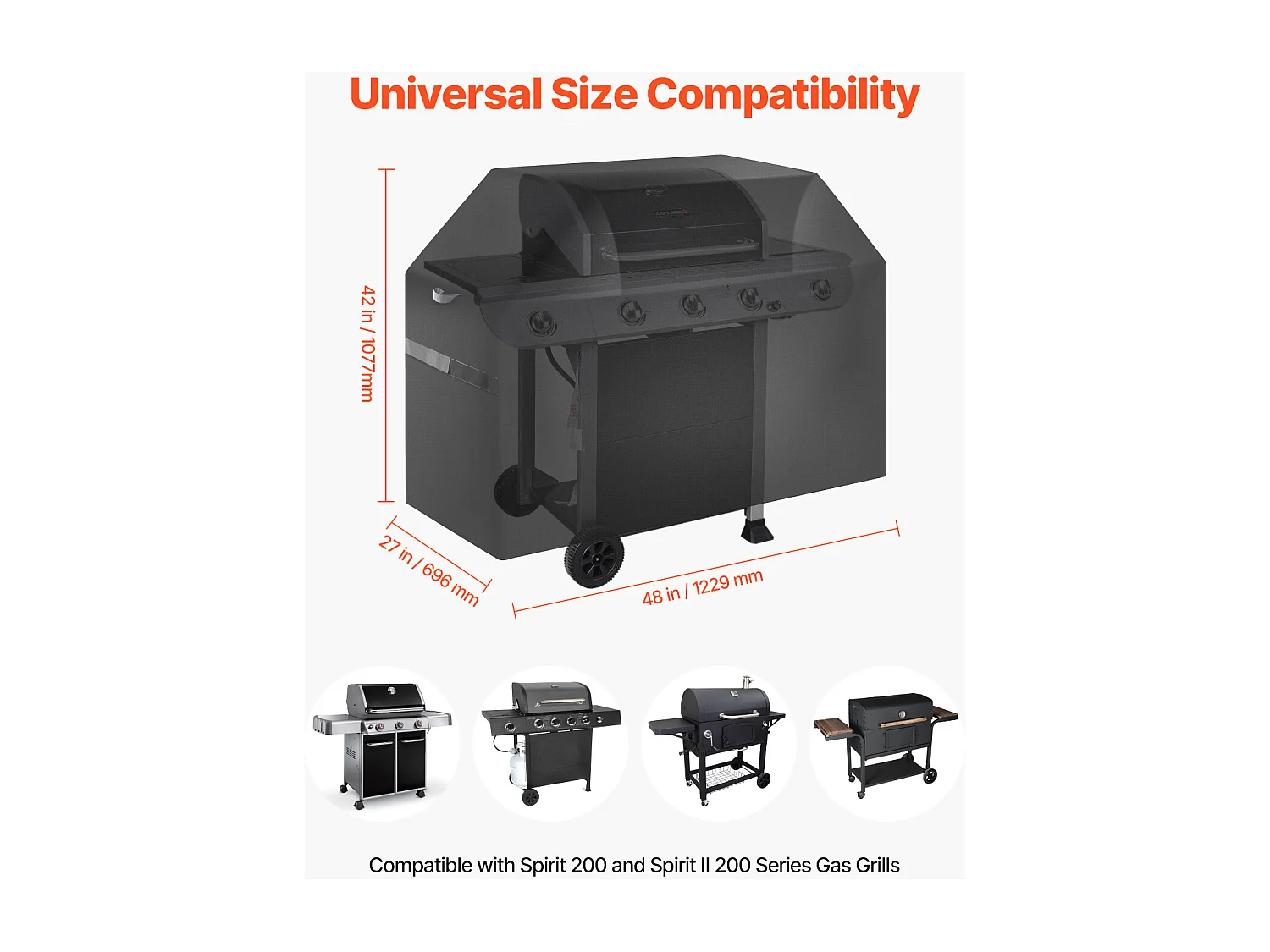 Housse de Barbecue SucceBuy, Résistante et Imperméable pour Extérieur, 123cm, Fabriquée en Polyester 600D Durable