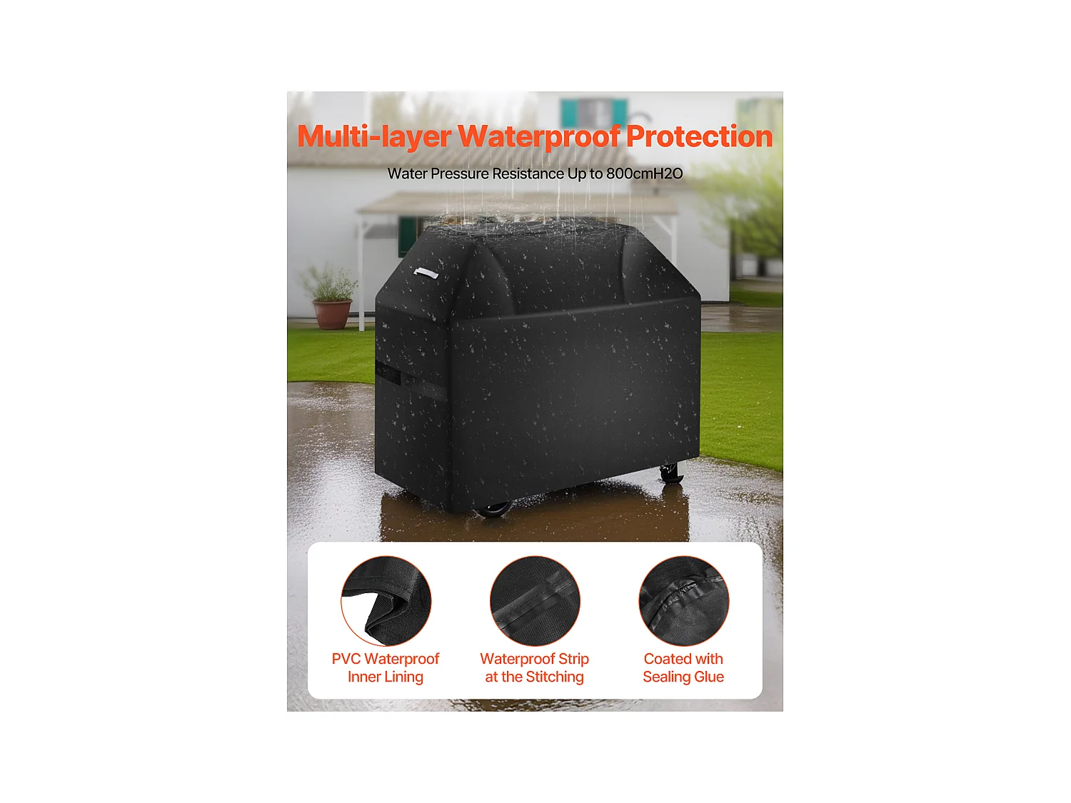 Housse de Barbecue SucceBuy, Résistante et Imperméable pour Extérieur, 147cm, Fabriquée en Polyester 600D Durable