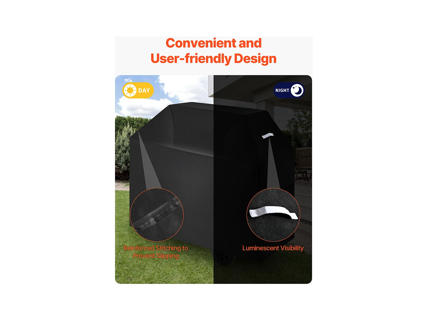 Housse de Barbecue SucceBuy, Résistante et Imperméable pour Extérieur, 147cm, Fabriquée en Polyester 600D Durable