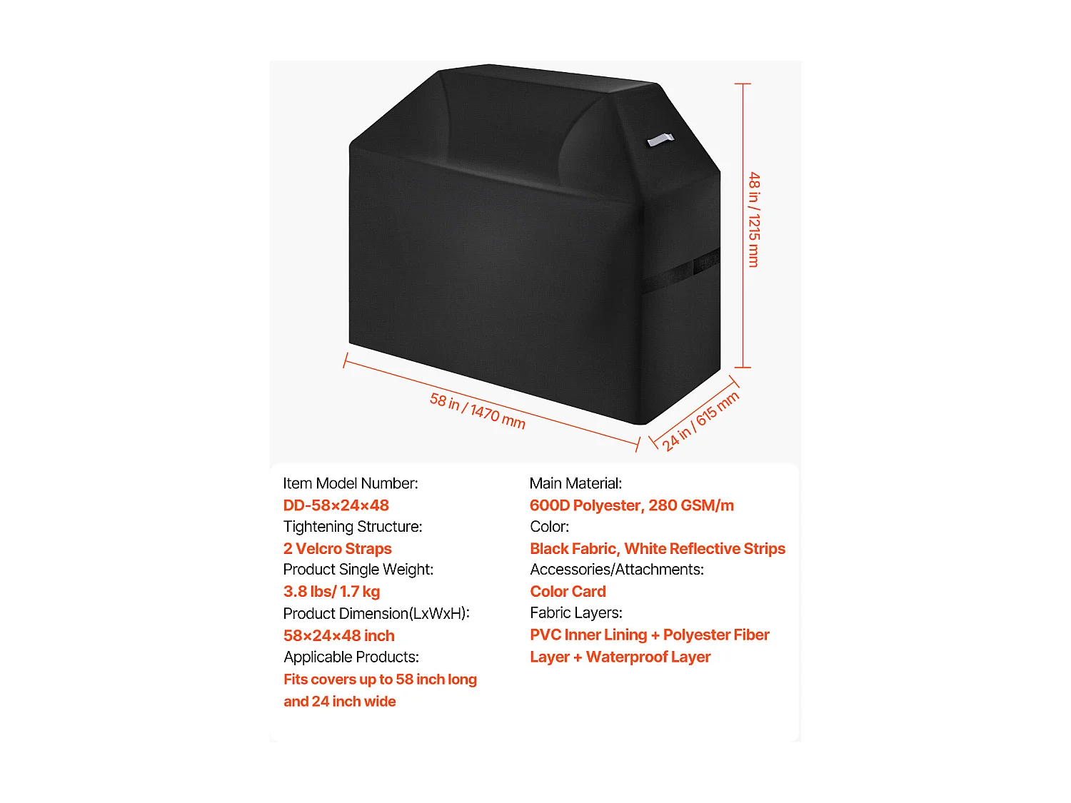 Housse de Barbecue SucceBuy, Résistante et Imperméable pour Extérieur, 147cm, Fabriquée en Polyester 600D Durable