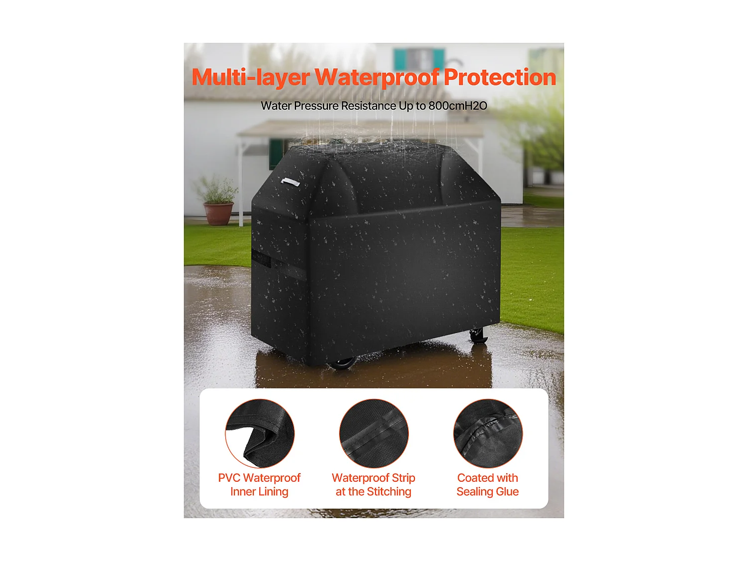 Housse de Barbecue SucceBuy, Résistante et Imperméable pour Extérieur, 147cm, Fabriquée en Polyester 600D Durable