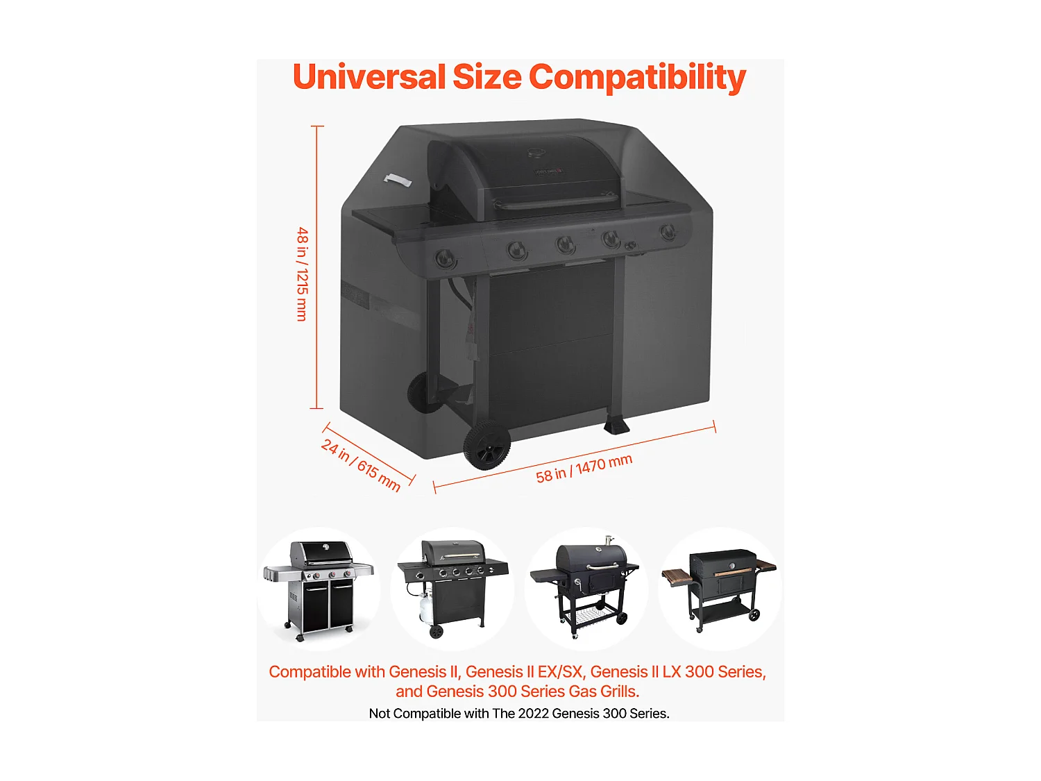 Housse de Barbecue SucceBuy, Résistante et Imperméable pour Extérieur, 147cm, Fabriquée en Polyester 600D Durable