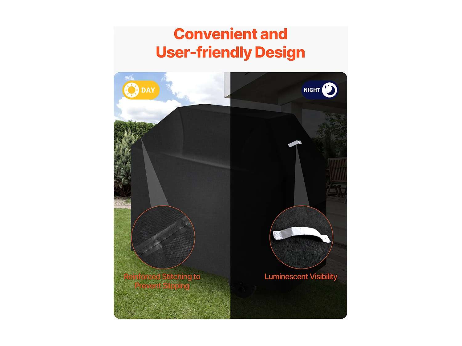 Housse de Barbecue SucceBuy, Résistante et Imperméable pour Extérieur, 147cm, Fabriquée en Polyester 600D Durable