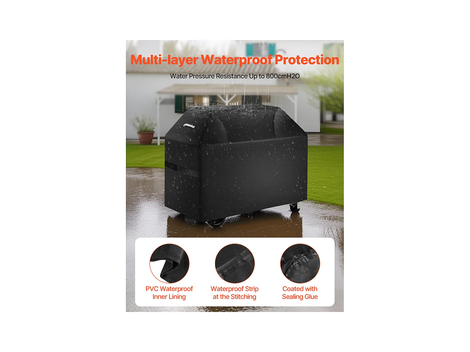 Housse de Barbecue SucceBuy, Résistante et Imperméable pour Extérieur, 132cm, Fabriquée en Polyester 600D Durable