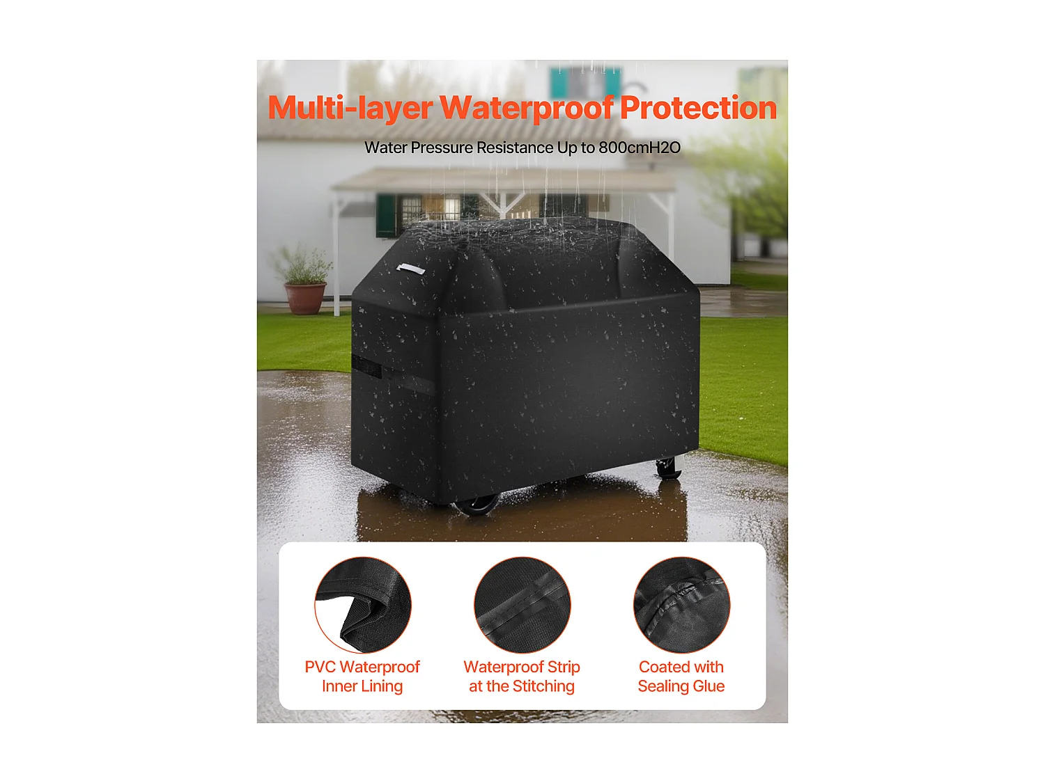 Housse de Barbecue SucceBuy, Résistante et Imperméable pour Extérieur, 132cm, Fabriquée en Polyester 600D Durable