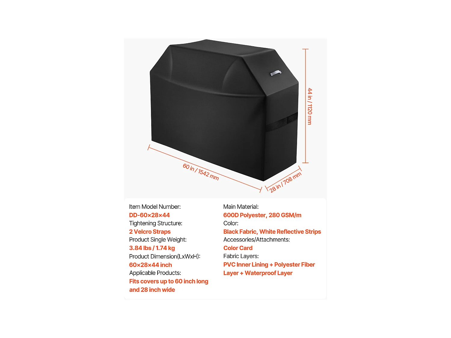 Housse de Barbecue SucceBuy, Résistante et Imperméable pour Extérieur,152 cm, Fabriquée en Polyester 600D Durable