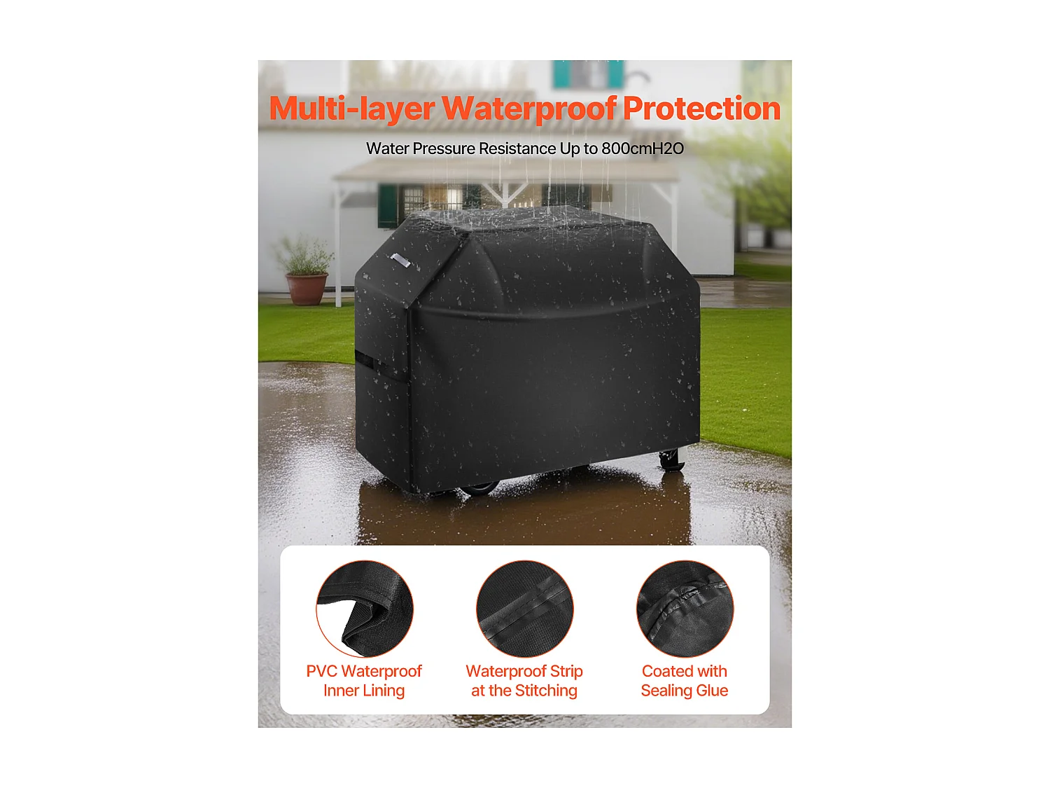 Housse de Barbecue SucceBuy, Résistante et Imperméable pour Extérieur,152 cm, Fabriquée en Polyester 600D Durable