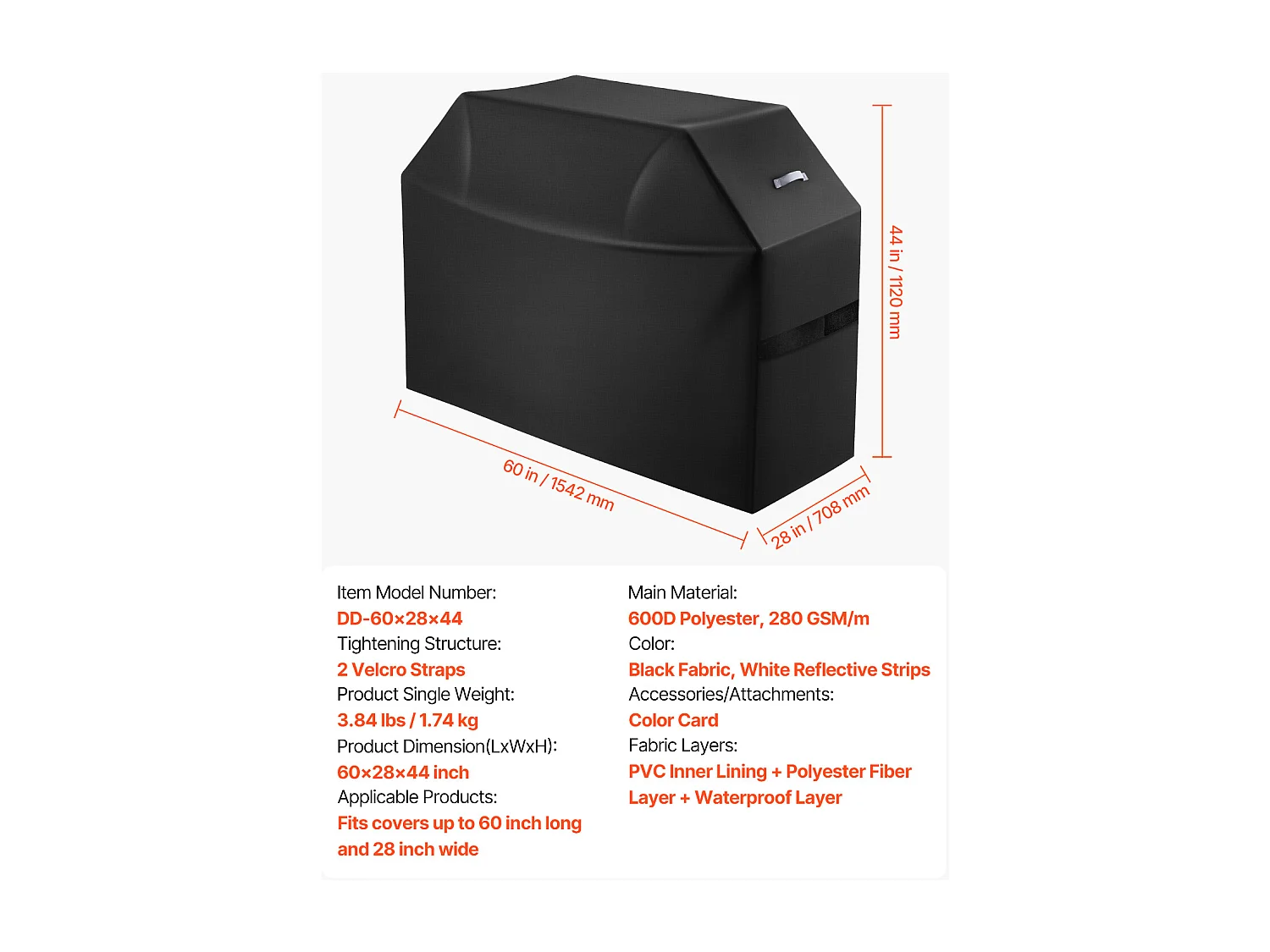 Housse de Barbecue SucceBuy, Résistante et Imperméable pour Extérieur,152 cm, Fabriquée en Polyester 600D Durable