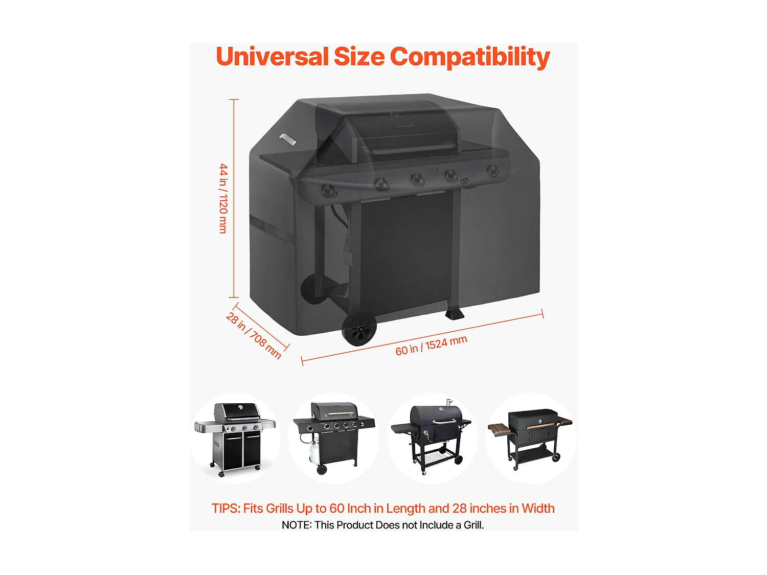 Housse de Barbecue SucceBuy, Résistante et Imperméable pour Extérieur,152 cm, Fabriquée en Polyester 600D Durable