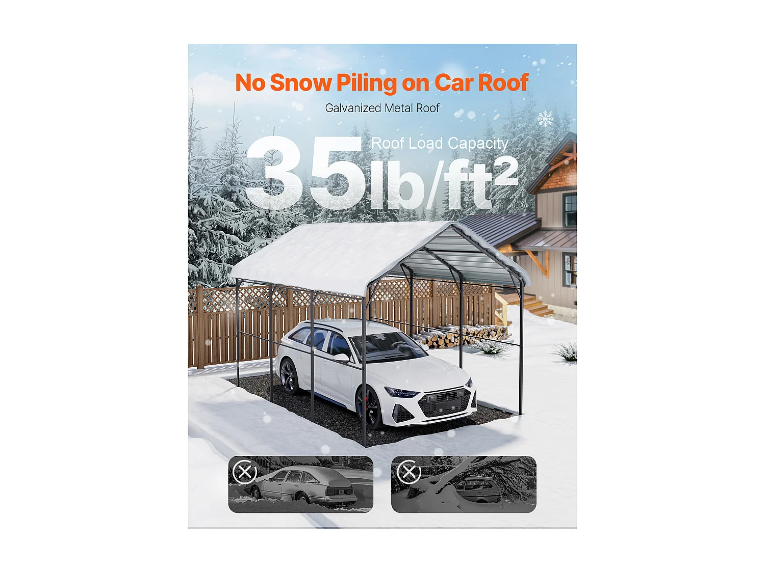 Garaje Metálico Robusto para Coches SucceBuy, 305 x 457 cm, Abriego Exterior Robusto para Coches y Barcos