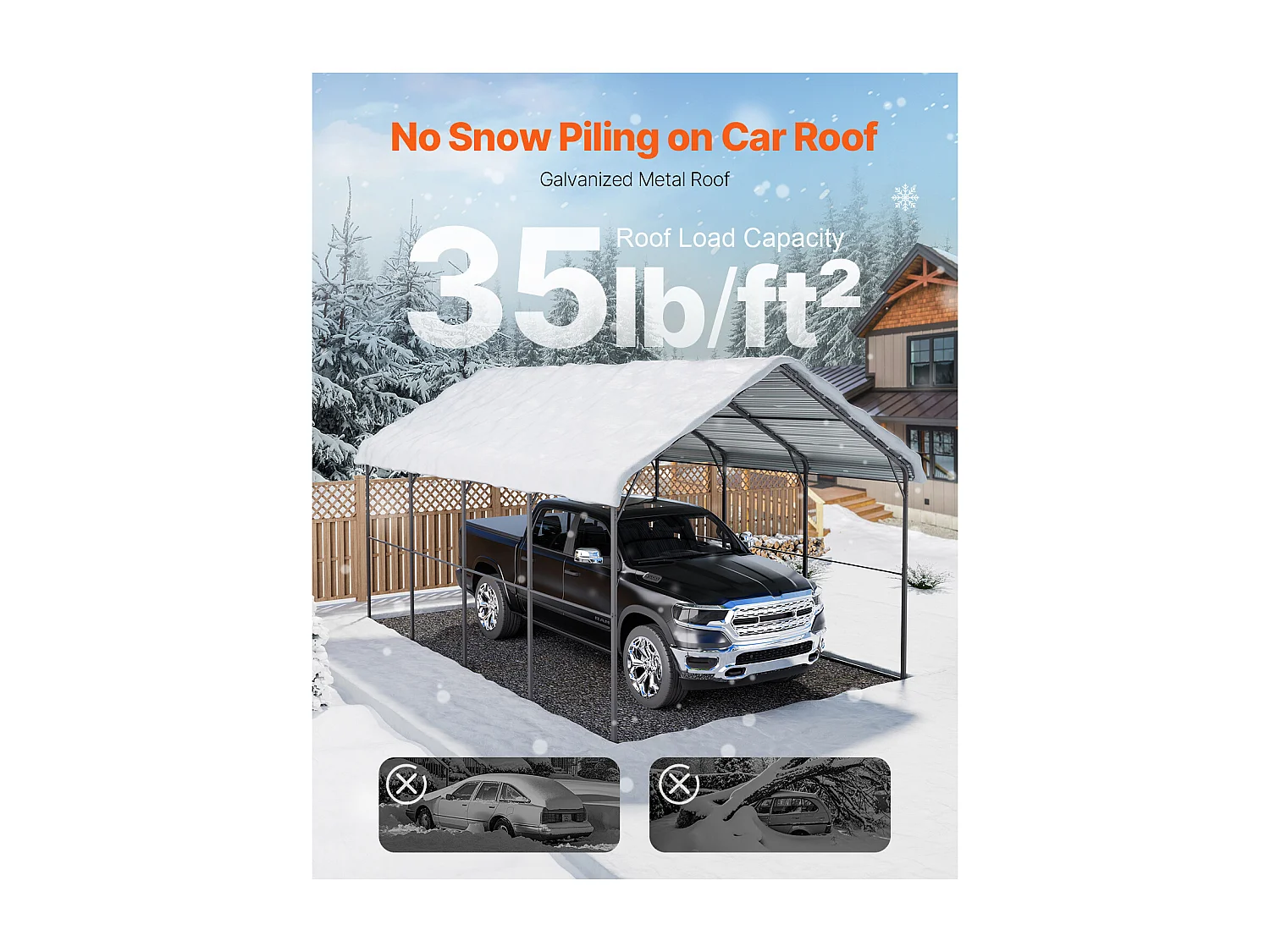 Abri de Voiture en Métal Robuste pour Voitures SucceBuy, 365 x 610 cm, Abri Extérieur Robuste pour Voitures et Bateaux