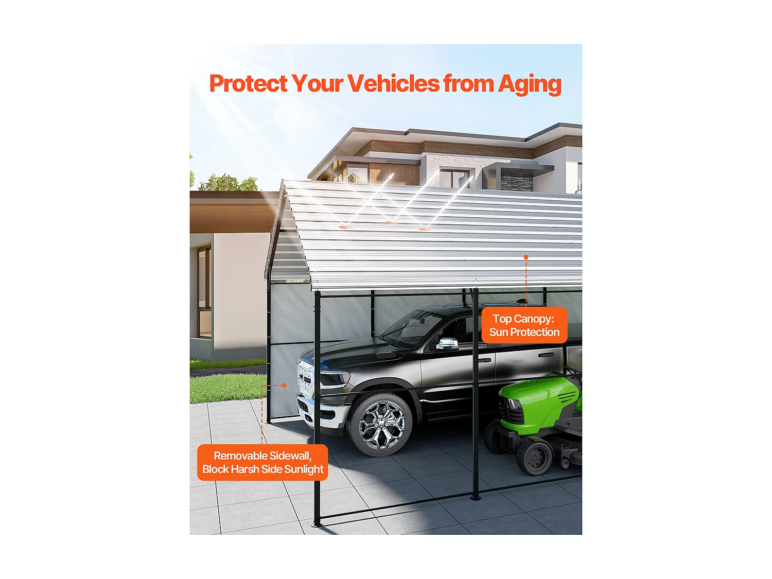 Garaje Metálico Robusto para Coches SucceBuy, 397 x 792 cm, Abriego Exterior Robusto para Coches y Barcos