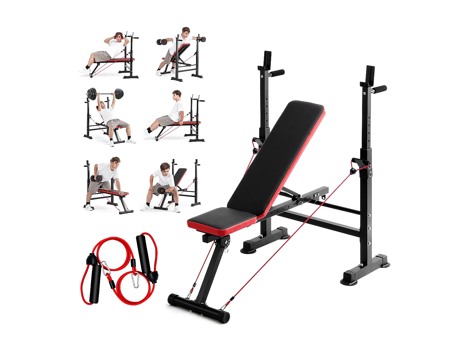 Banc de Musculation SucceBuy, Banc Assis pour Entraînement de Force en Salle de Sport à Domicile, Réglable et Pliable