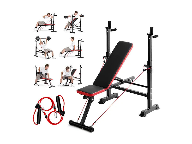 Banc de Musculation SucceBuy, Banc Assis pour Entraînement de Force en Salle de Sport à Domicile, Réglable et Pliable