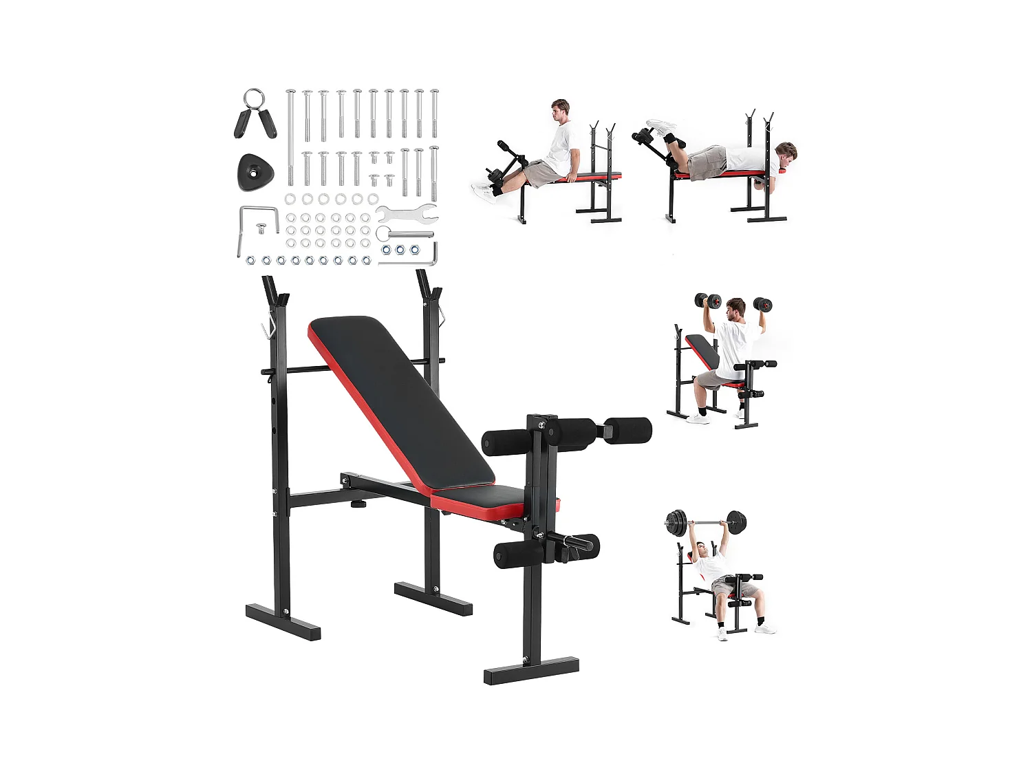 Banc de Musculation SucceBuy, Capacité 172,4 kg, Multifonctionnel, Réglable, pour Entraînement Complet du Corps à Domicile