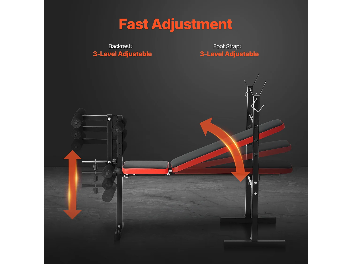 Banc de Musculation SucceBuy, Capacité 172,4 kg, Multifonctionnel, Réglable, pour Entraînement Complet du Corps à Domicile
