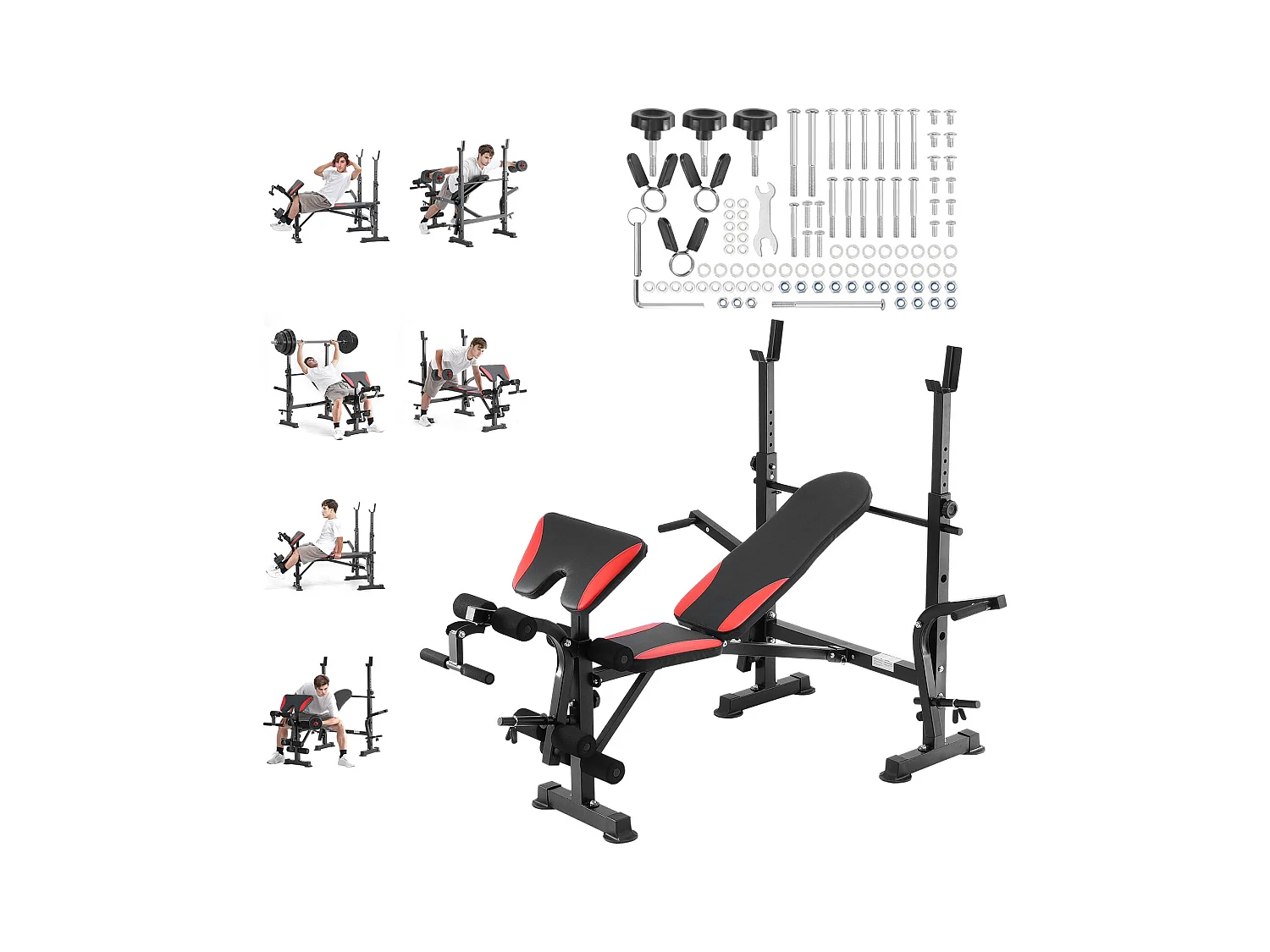Banc de Musculation SucceBuy pour Salle de Sport à Domicile, Capacité 299 kg, Réglable et Pliable
