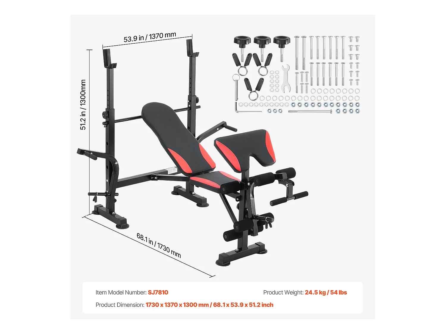 Banc de Musculation SucceBuy pour Salle de Sport à Domicile, Capacité 299 kg, Réglable et Pliable