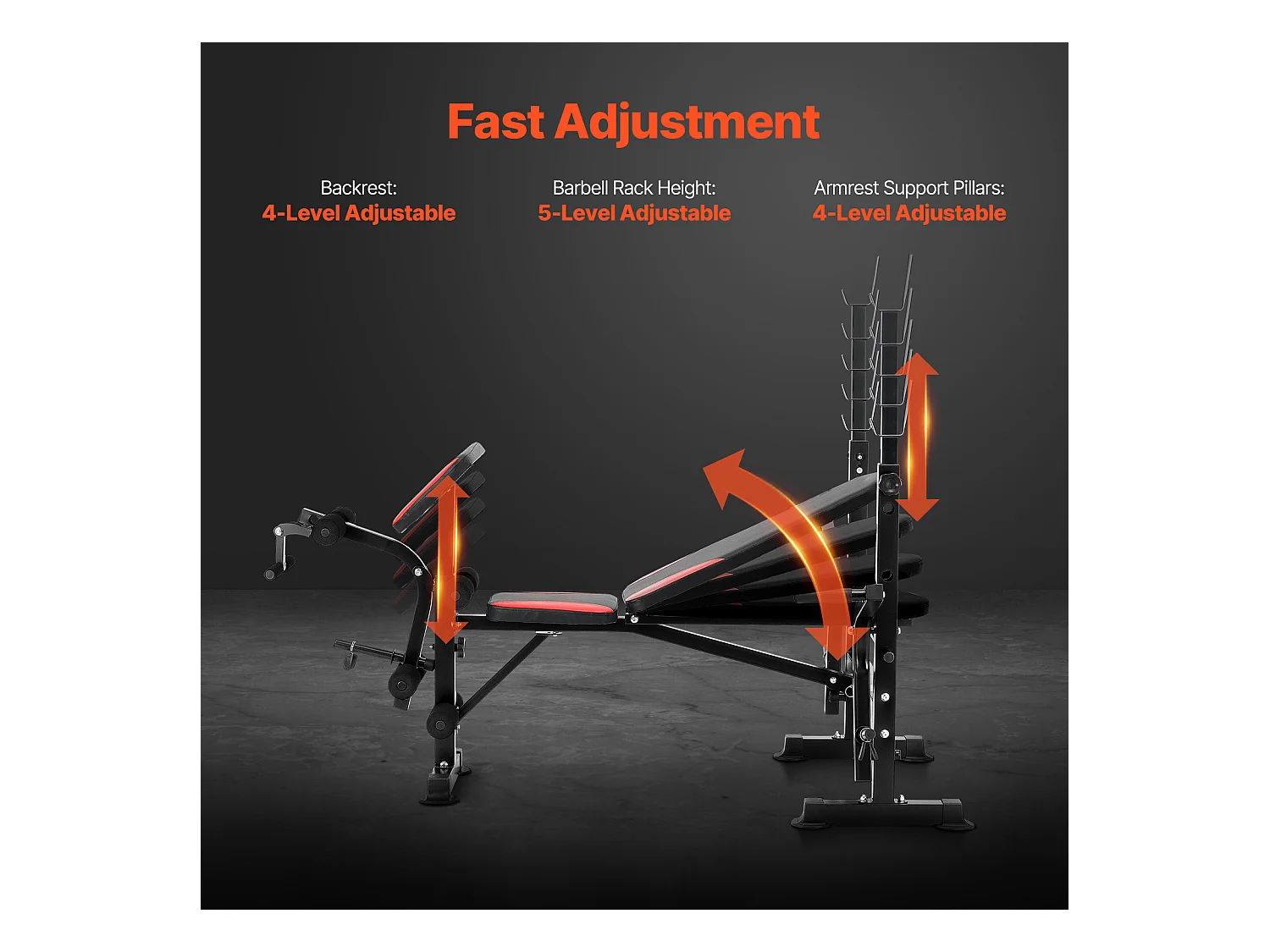 Banc de Musculation SucceBuy pour Salle de Sport à Domicile, Capacité 299 kg, Réglable et Pliable