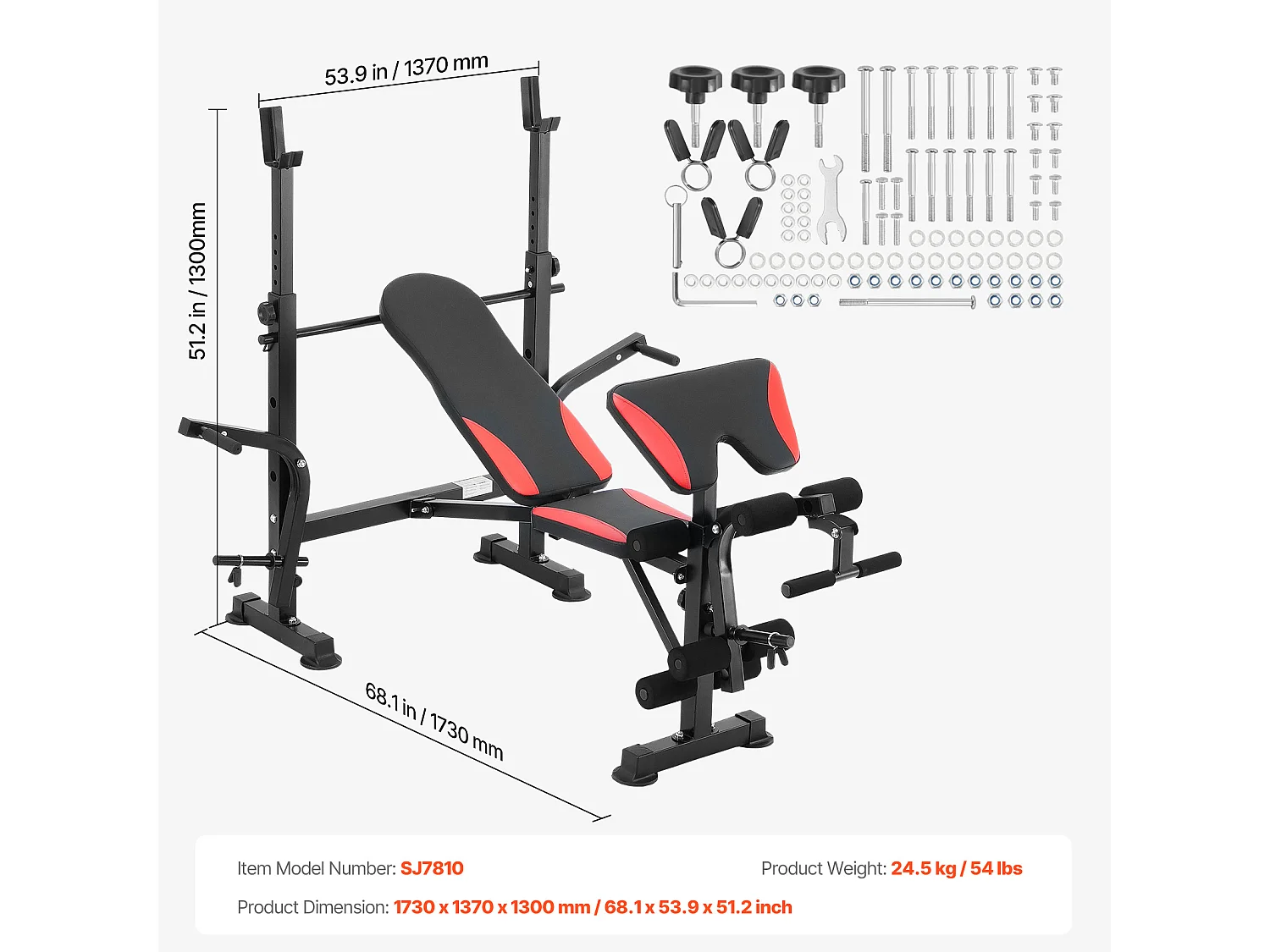 Banc de Musculation SucceBuy pour Salle de Sport à Domicile, Capacité 299 kg, Réglable et Pliable